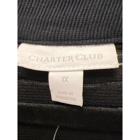 NWT Charter Club Women’s Embroidered Boho Stretch Knit Shift Dress Size 1X Black - Picture 2 of 6